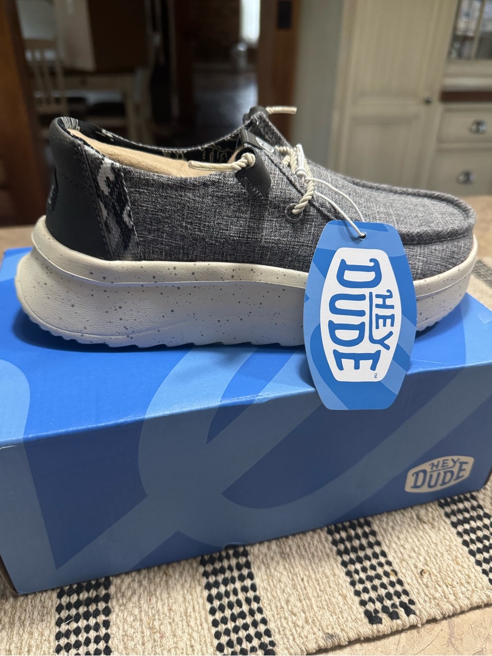 Hey Dude Kids Gray Canvas Slip-On Sneakers with Cream Sole